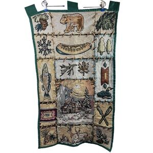 WMG 2004 Wall Hanging Green Country Fishing Cabin Woods Tapestry Decor